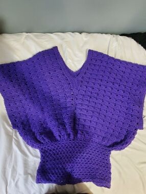 Purple Crochet Knit Womens Sweater Top